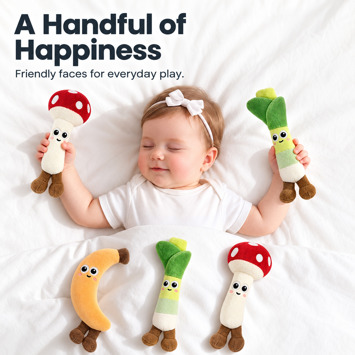 Baby Hand-Hold Comfort Plush – Mushroom, Banana & Leafy Green – image 4