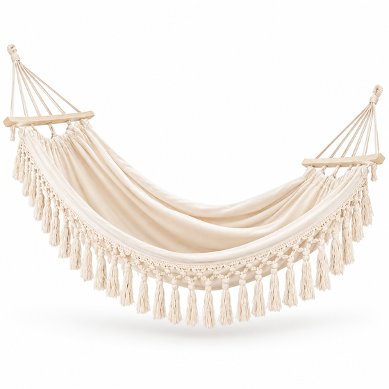 Boho-Kinderhängematte mit Fransen – für drinnen & den Garten