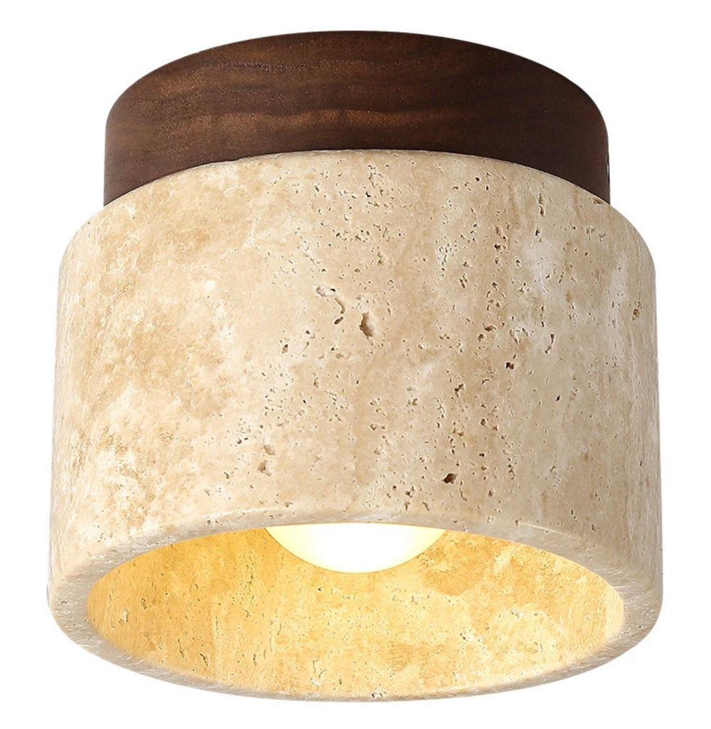 Japanese-Style Travertine Ceiling Light