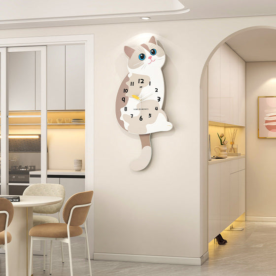 Cat Shaped Wall Clock - Cute Bedroom
Decor Clock with Silent Movement