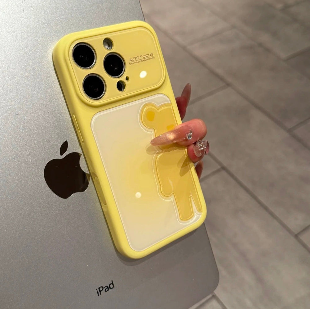 Premium Gradient 3D Bear iPhone Case – Stylish Protective