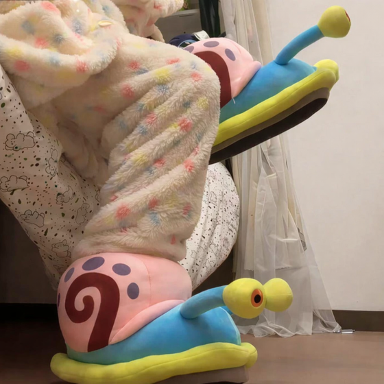 SpongeBob Gary Snail Slippers - Cute Plush Character House Shoes