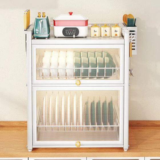 kitchen Household Dustproof 2 layer Shelf Counter Dish Organize